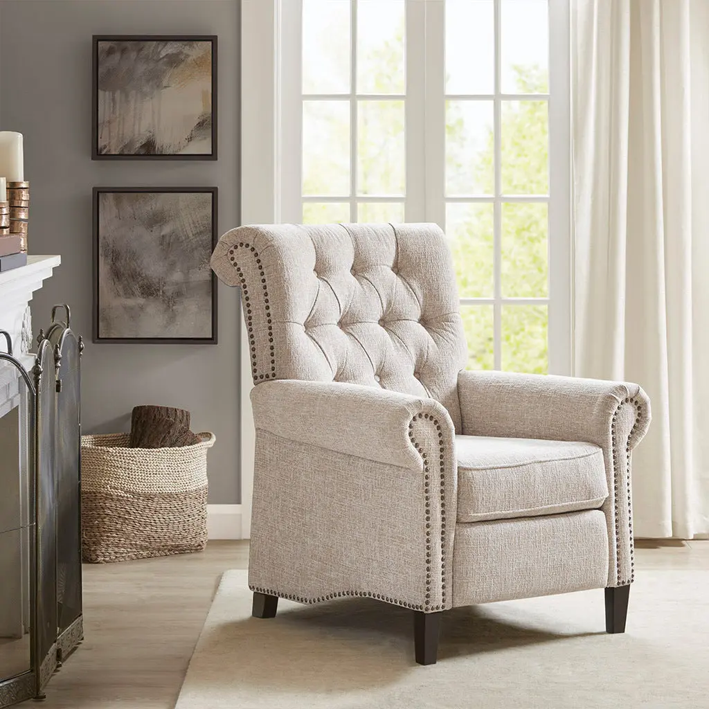 Aidan Push Back Recliner Cream Solid Wood Frame jla