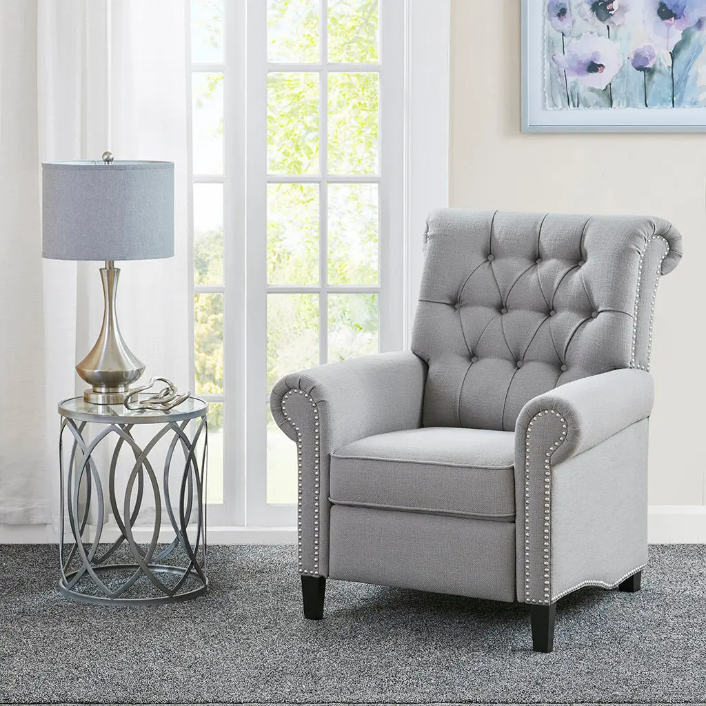 Aidan Push Back Recliner Grey Solid Wood Living Room Chair jla