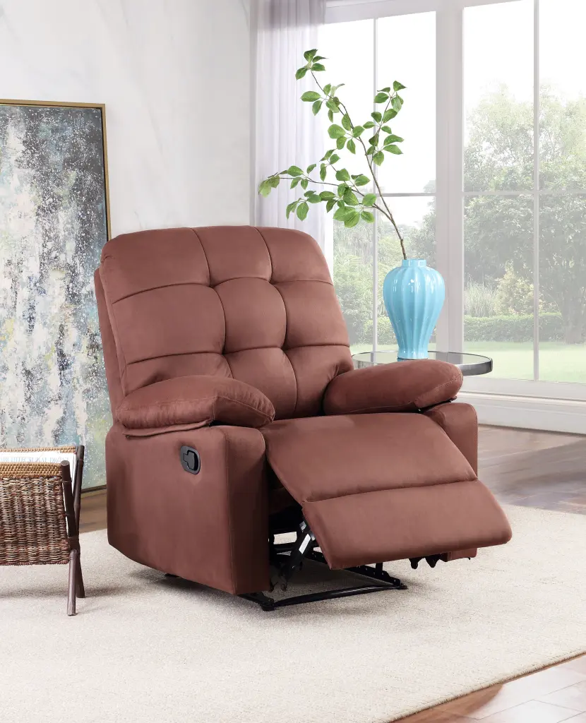 Contemporary Chocolate Plush Microfiber Motion Recliner Chair Living Room kanepe