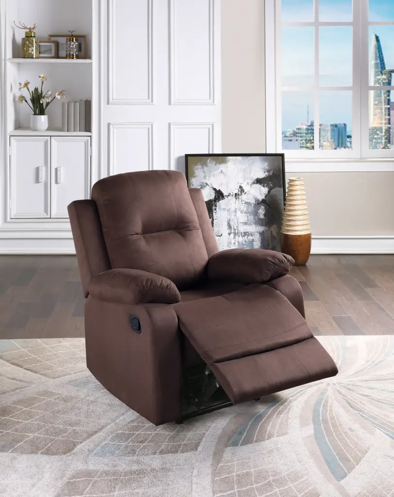 Elegant Modern Chocolate Hue Microfiber Motion Recliner Chair Single Piece Comfortable kanepe