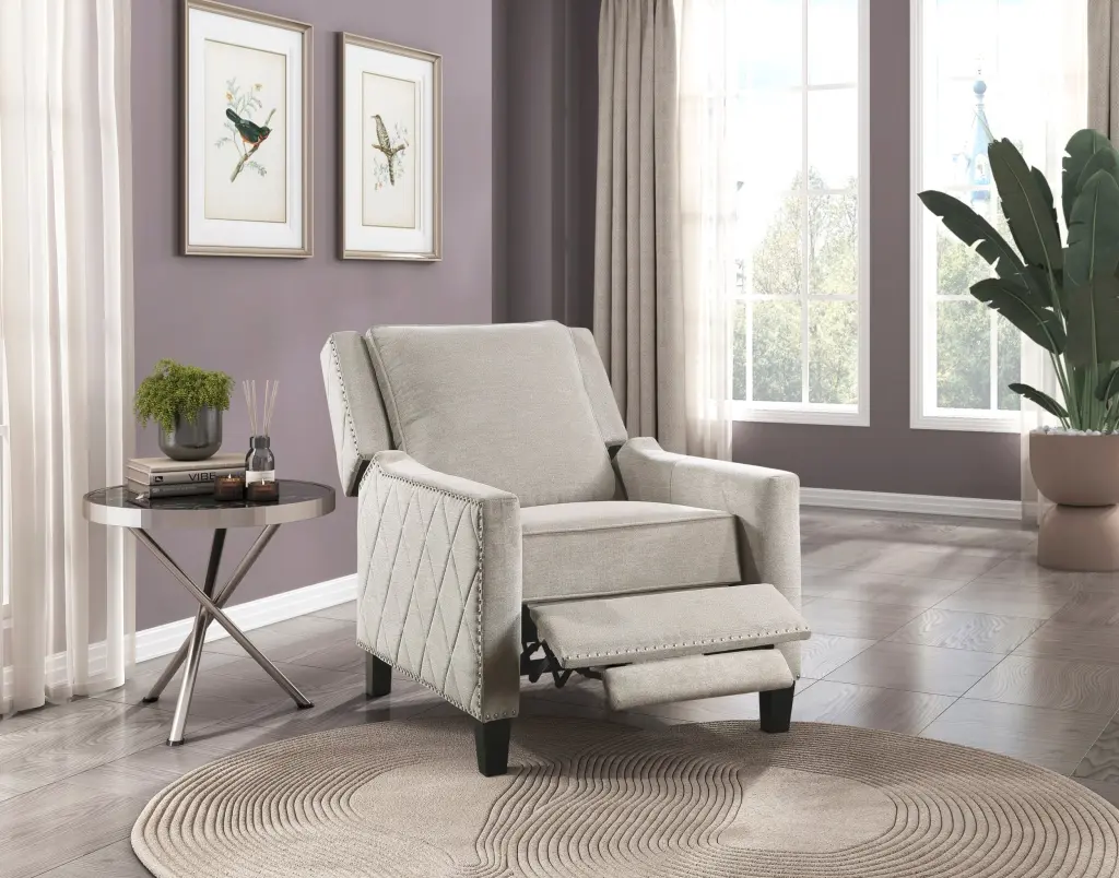 Modern Home Home-decor Reclining Chair 1Pc Sand Hue Textured Material Upholstered kanepe