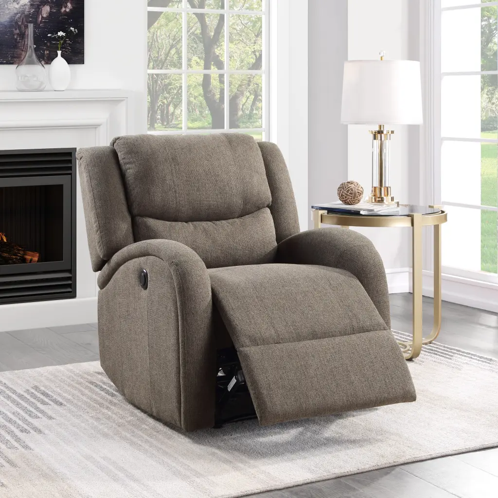 Modern Living Room Power Reclining Chair Brown Chenille Upholstery Home Decor kanepe