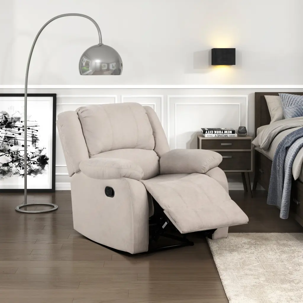 Modern Reclining Chair Textured Upholstery and Pillowtop Arms kanepe