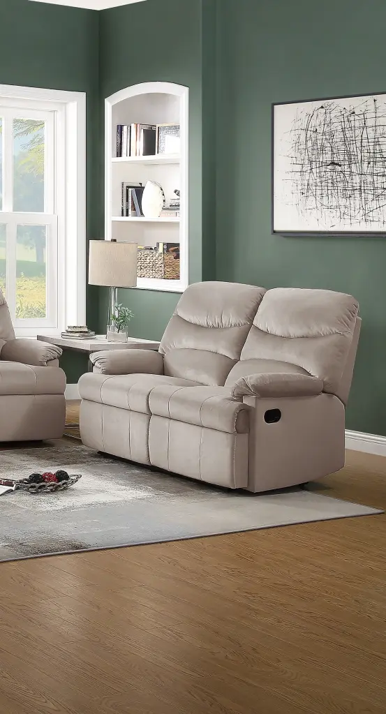 Opulent Velvet Light Brown 2 Seater Manual Recliner Loveseat Living Room kanepe