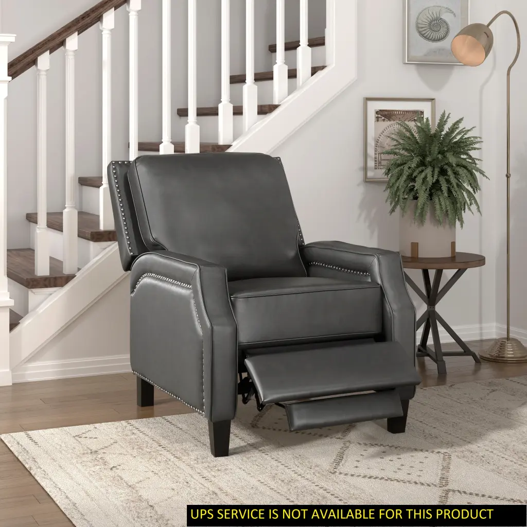 Push Back Reclining Chair Transitional Style Grey Hue kanepe