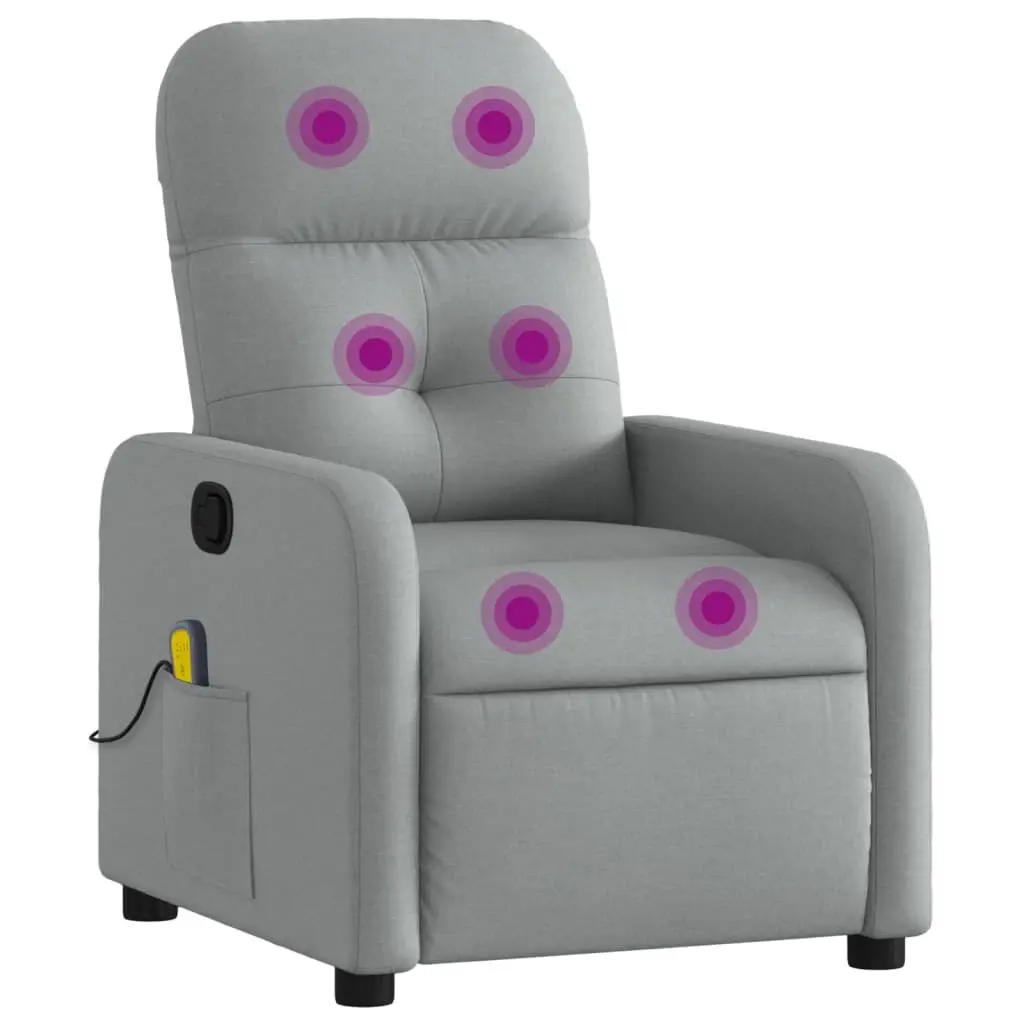 Light Gray Fabric Massage Recliner Chair