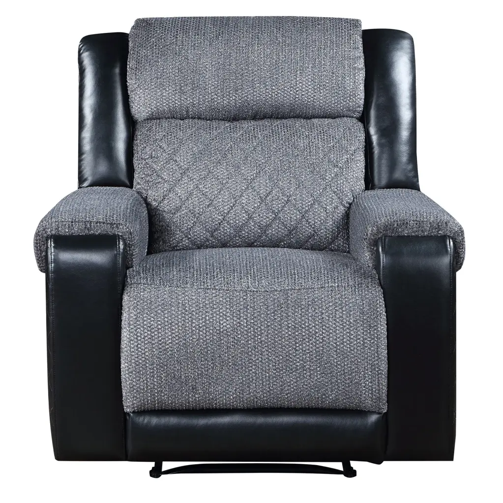 Alicia Grey Black Recliner Gray Fabric Upholstery luxe modern furniture