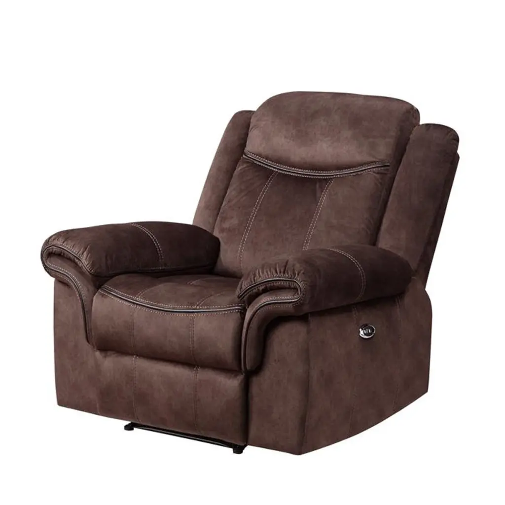 Jimny Domino Coffee Power Recliner Coffee Fabric luxe modern furniture