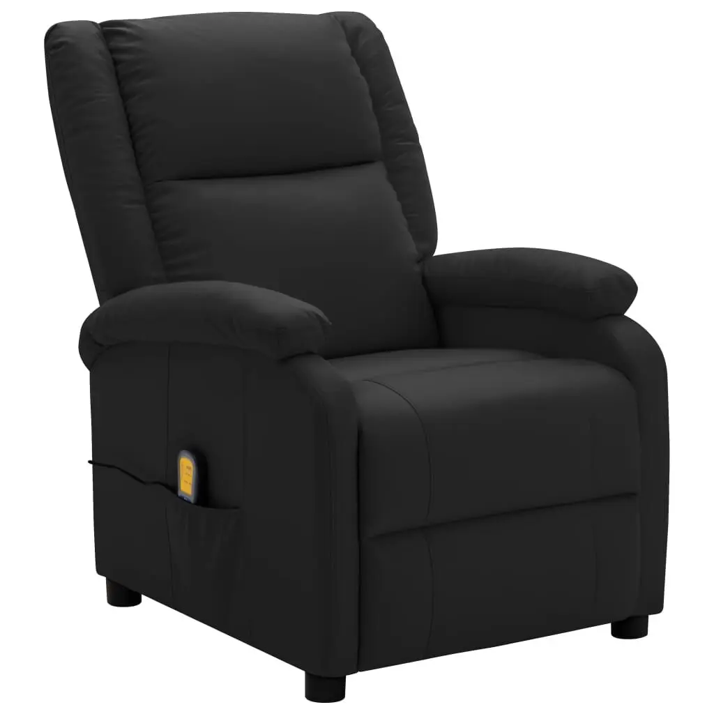 Massage Chair Black Faux Leather Recliner Heat and Shiatsu Massage