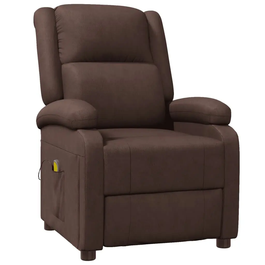 Massage Chair Brown Faux Leather Recliner Full Body Shiatsu Massage