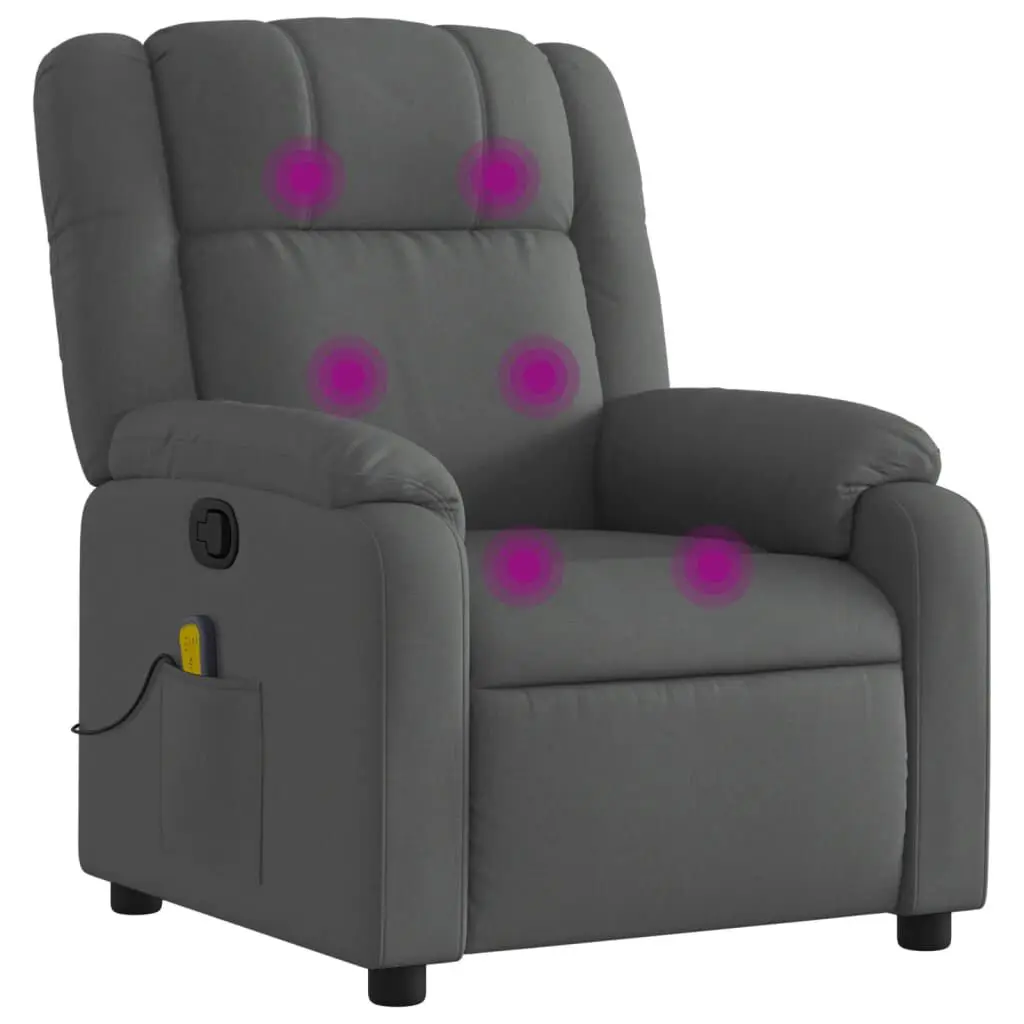 Massage Recliner Chair Dark Gray Fabric