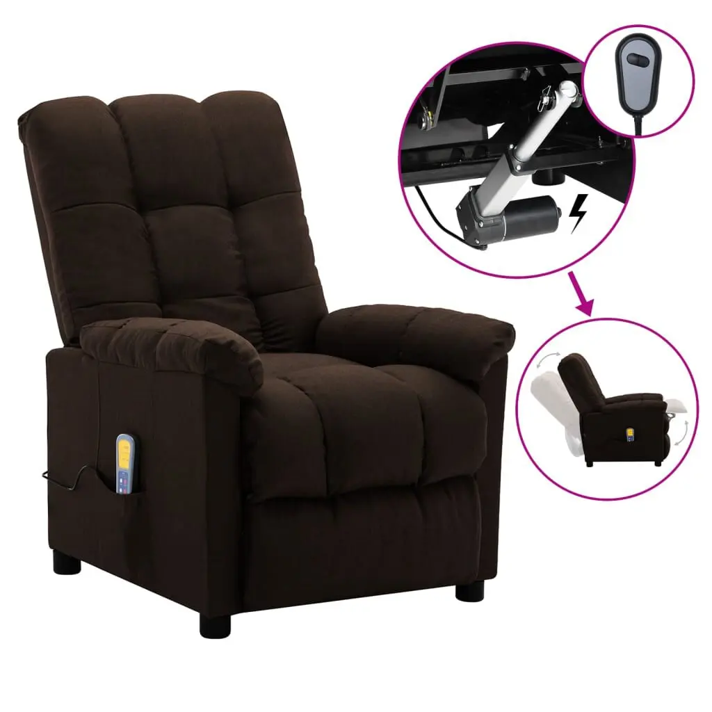 Massage Recliner Dark Brown Fabric Comfortable Lounge Chair