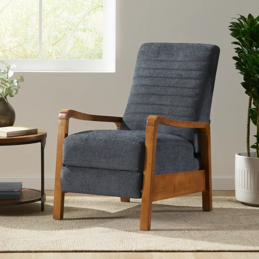 Wood Hand Recliner Charcoal Upholstery Living Room nh-ocean furniture