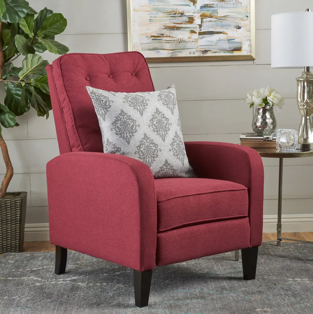Red Material Recliner Chair Comfortable Living Room Lounge Seat nh-sunfay