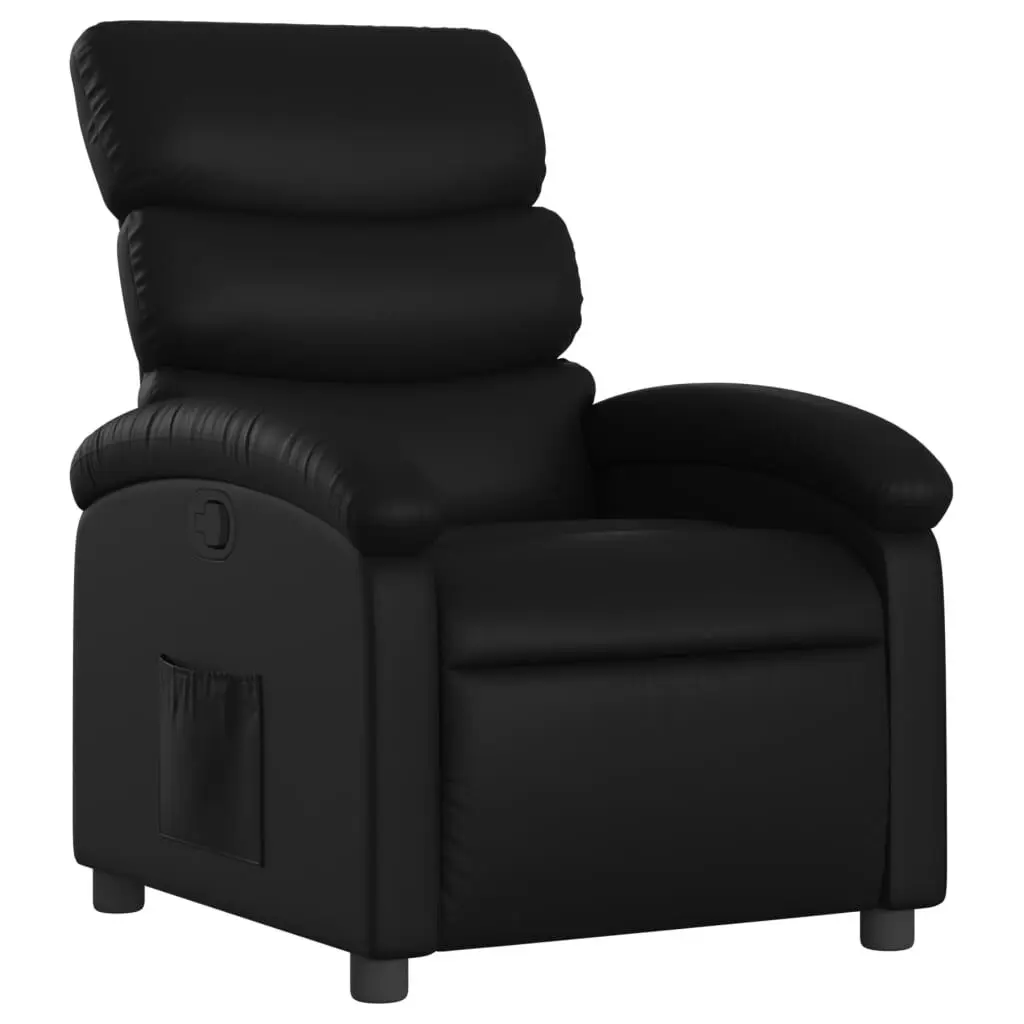 Recliner Chair Black Faux Leather Manual Adjustable Living Room Seat