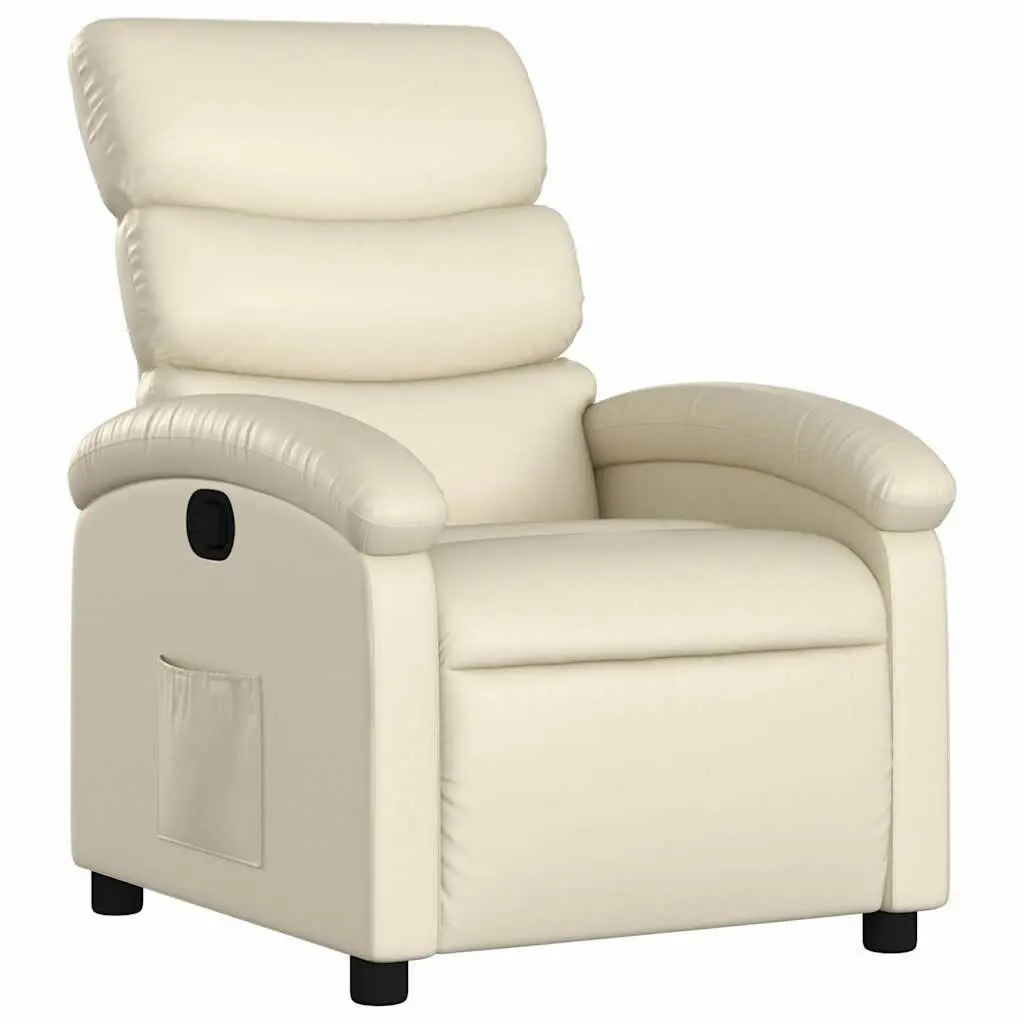 Recliner Chair Cream Faux Leather Adjustable Comfort Living Room Seat