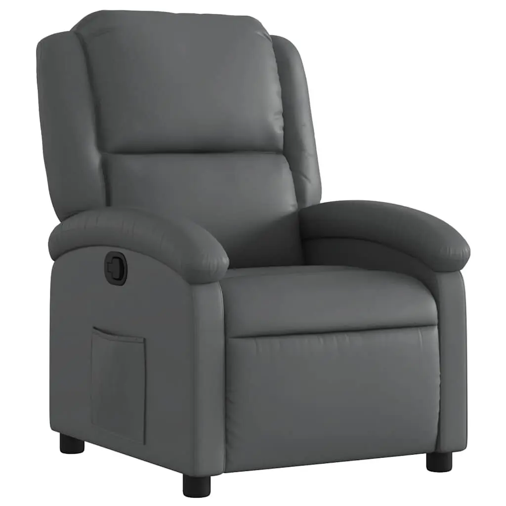Recliner Chair Gray Faux Leather Comfortable Living Room Furniture