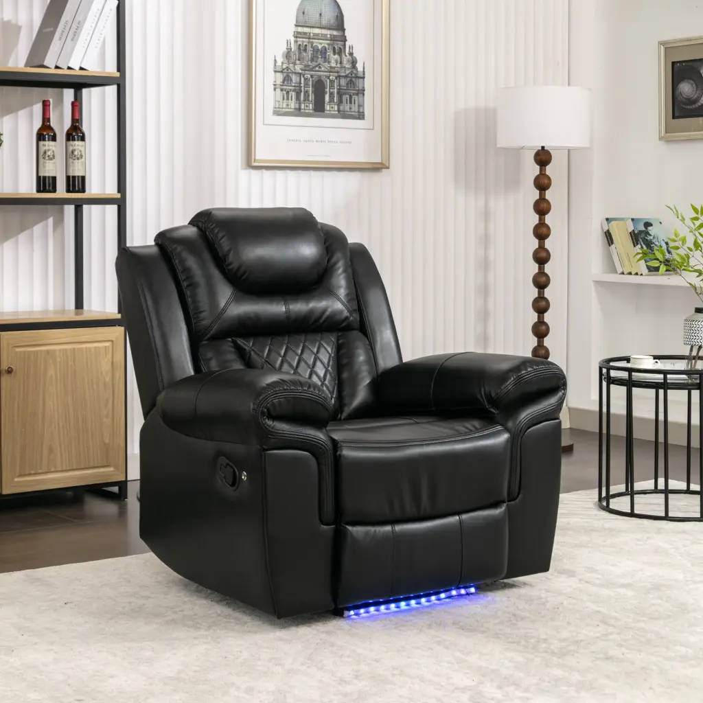 Home Theater Seating Manual Recliner Chair LED Light Strip rnb