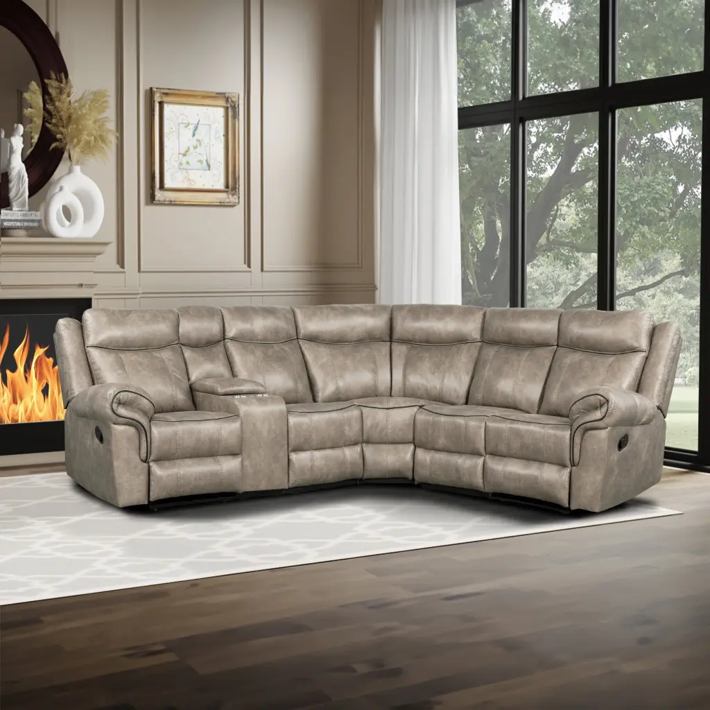 Home Theater Seating Manual Recliner Cup Holder Hide Away Storage Console rnb