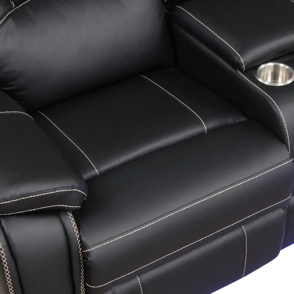 Modern Faux Leather Manual Recliner Center Console and LED Lights rnb