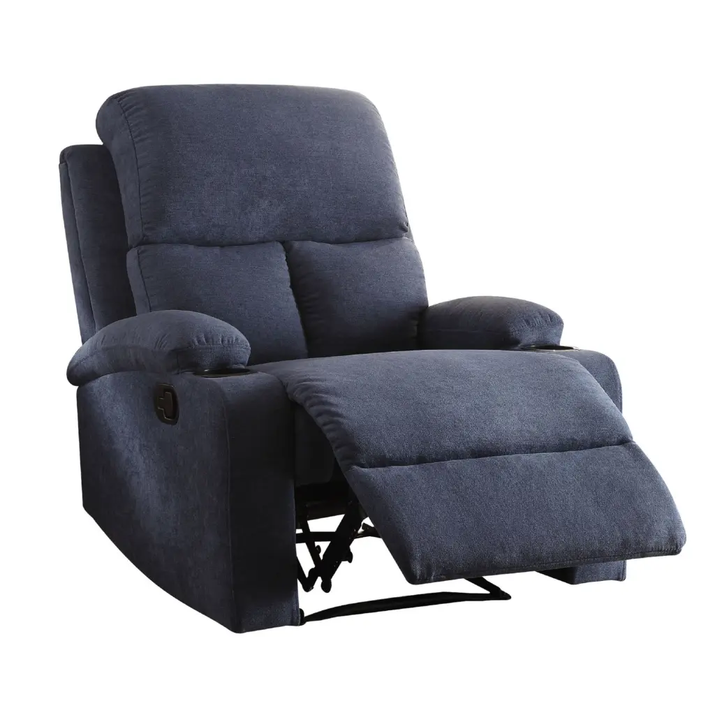 Rosia Comfy Recliner Blue Linen Upholstered Lounge Chair royal hampton