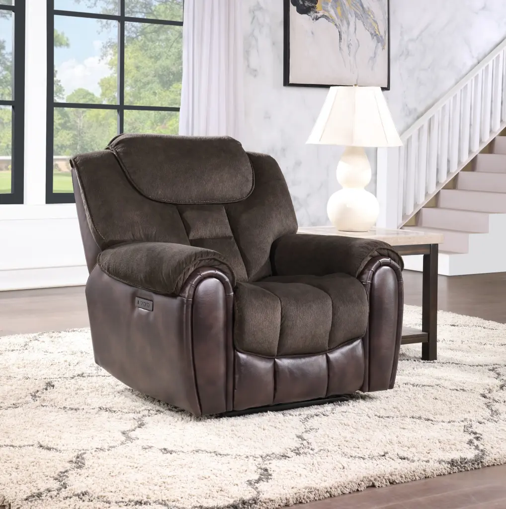 Apollo Power Recliner Espresso Foam Leather Comfortable Lounge Chair steve silver furniture