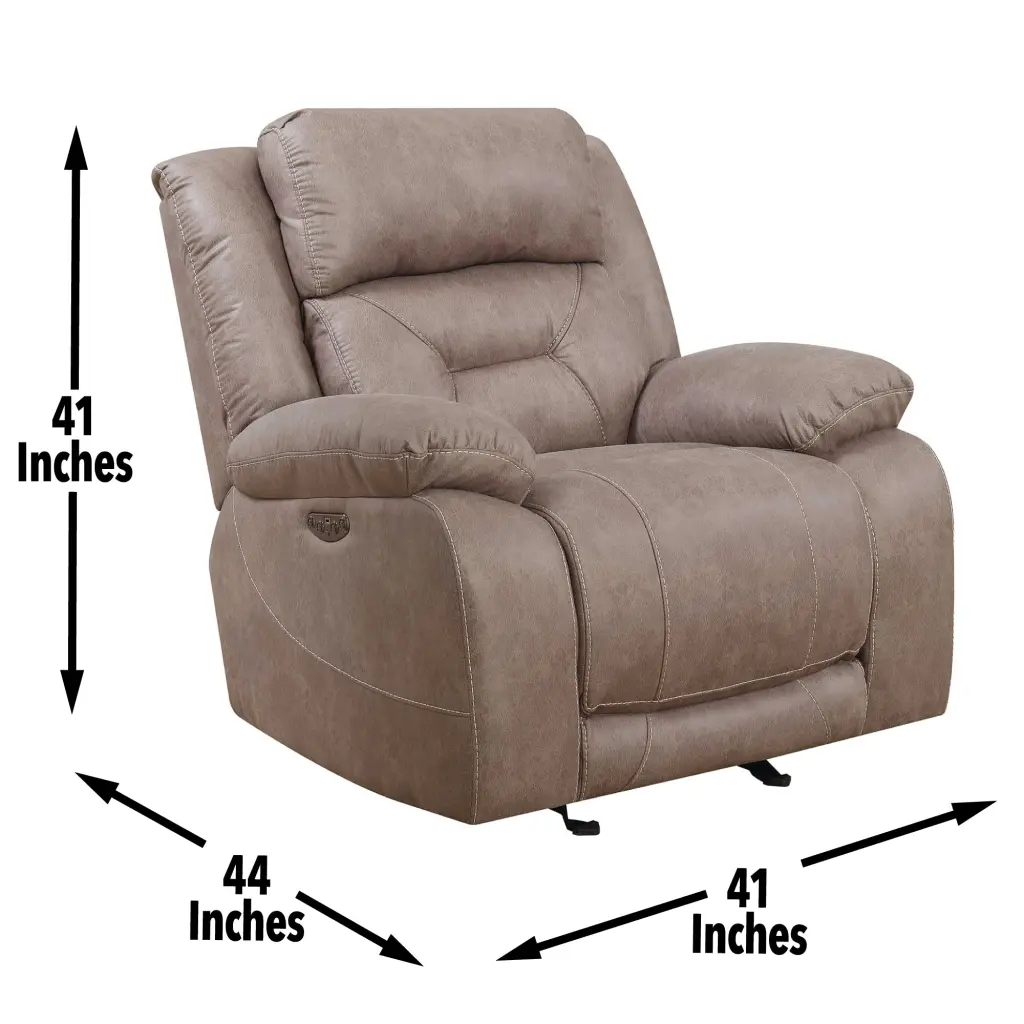 Aria Dual Power Recliner Sand Brown Fabric steve silver furniture