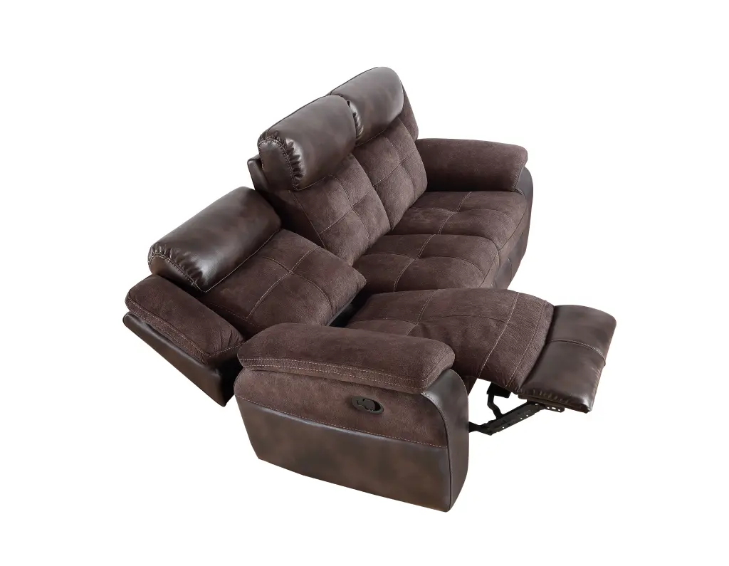 Pueblo Manual Recliner Sofa Dark Brown Faux Leather 3 Seat steve silver furniture