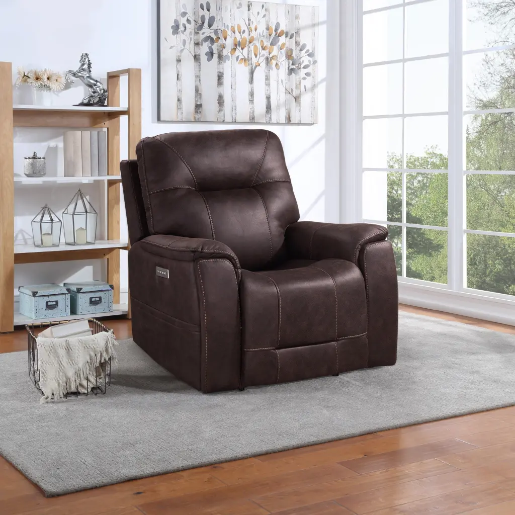 Triple Power Recliner Power Headrest, Footrest, and Lumbar Support Ultimate Comfort steve silver furniture