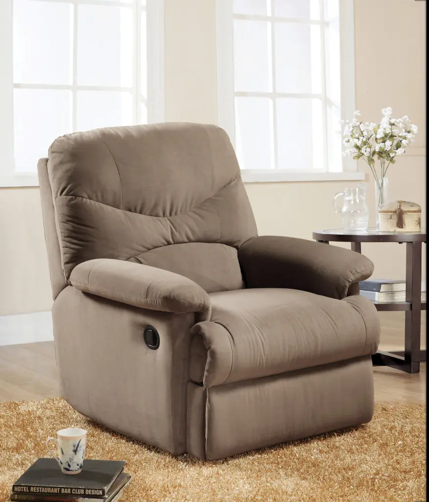 Arcadia Light Brown Microfiber Motion Recliner Comfortable Upholstery urban nest
