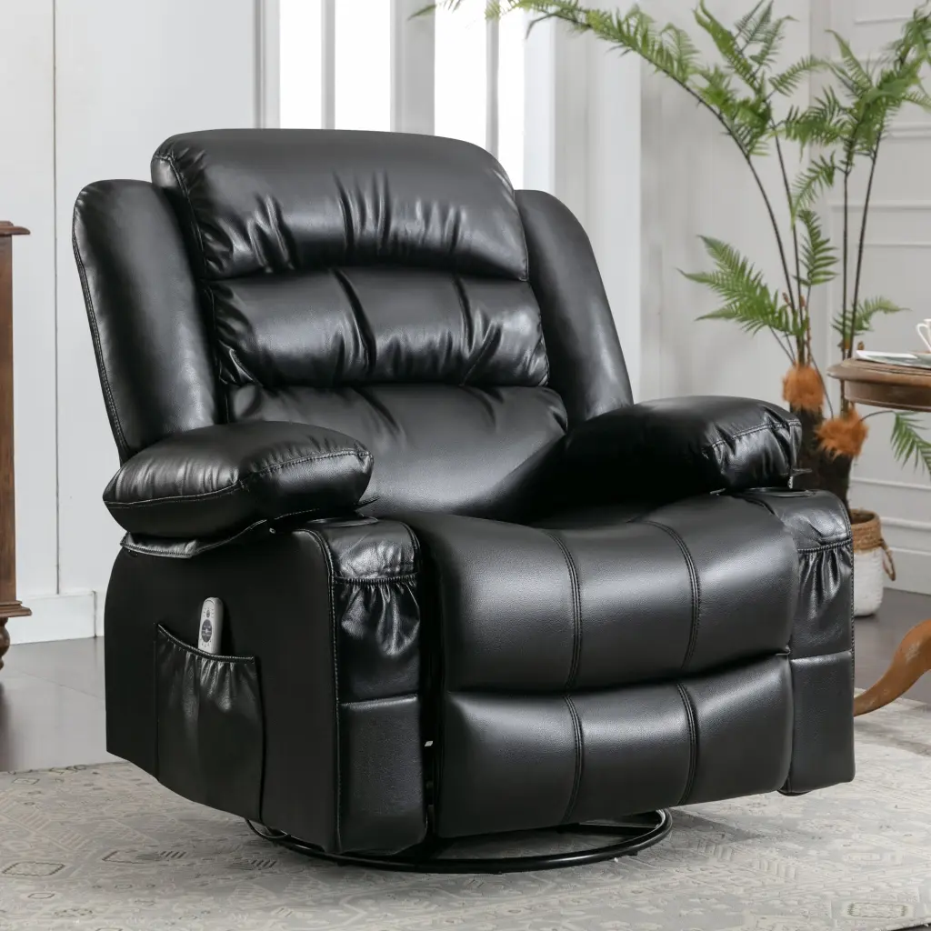 Massage Swivel Rocker Recliner Chair Vibration and Heat vanbow