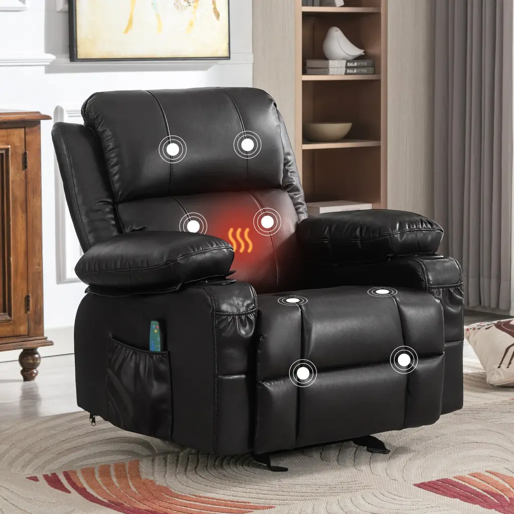 Recliner Chair Rocking Chairs Adults 2 Cup Holders and USB Charging Port vanbow