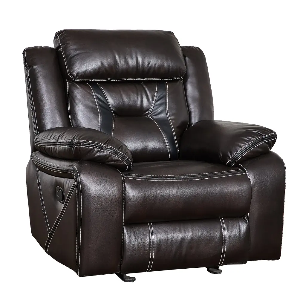 Reclining Faux Leather Manual Puller Chair Brown 38.58x38.58 w995 bestgo