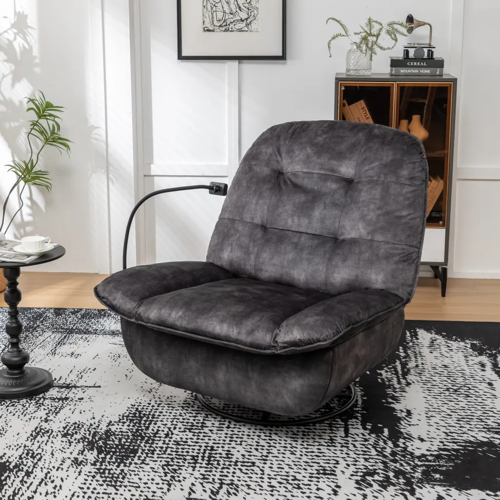 Black Recliner Chair Mobile Phone Holder and Large Comfortable Design zen zone