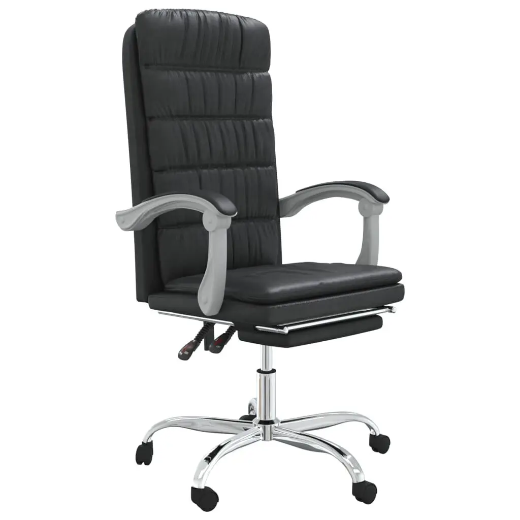 Black Faux Leather Reclining Office Chair Ergonomic Desk Chair