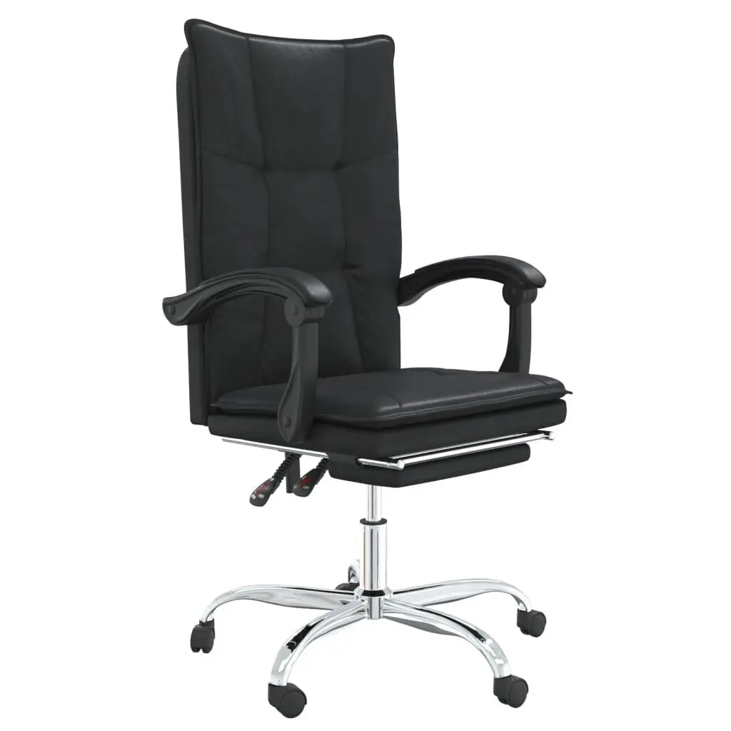 Reclining Office Chair Black Faux Leather Ergonomic Desk Chair