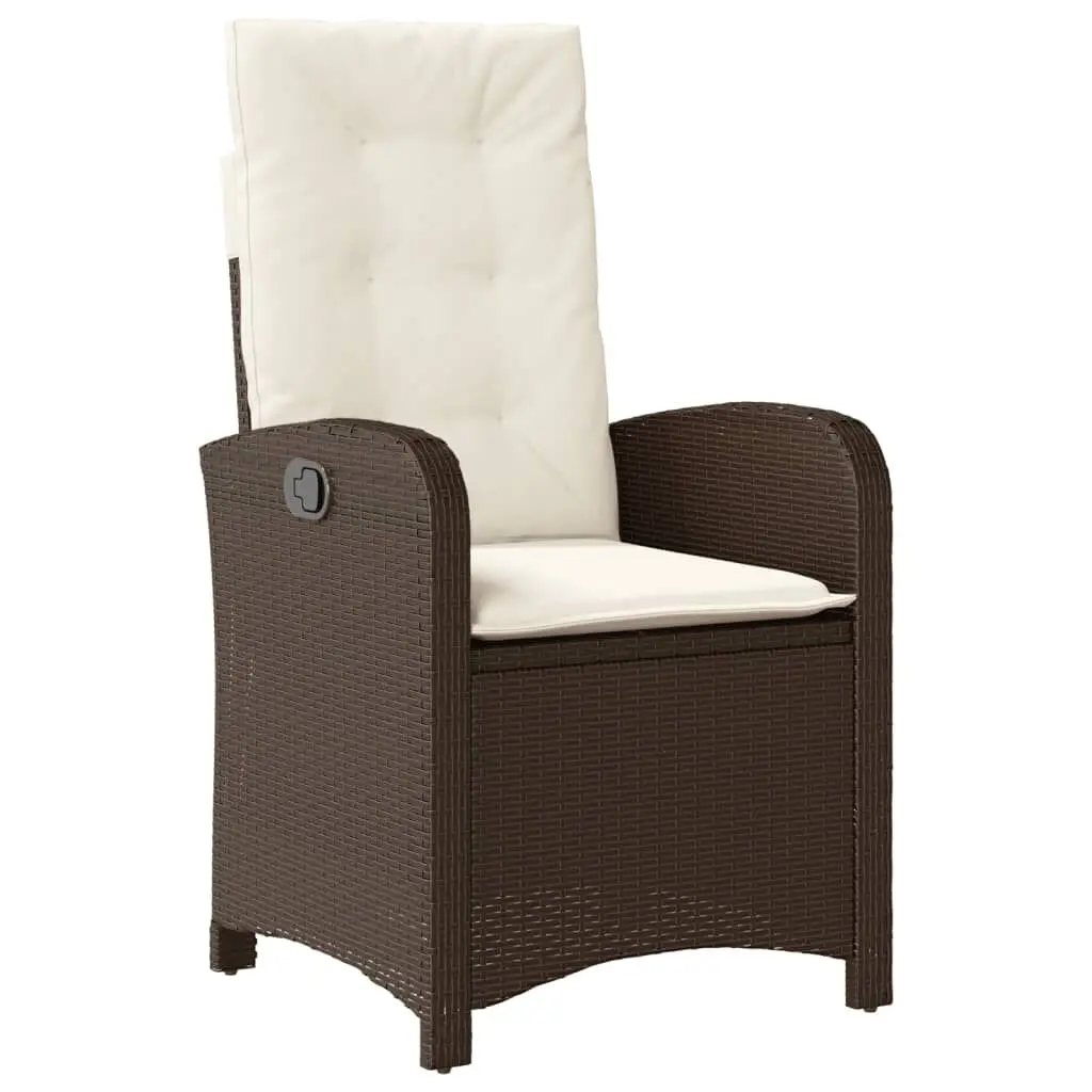 Reclining Patio Chair Cushions Brown Poly Rattan