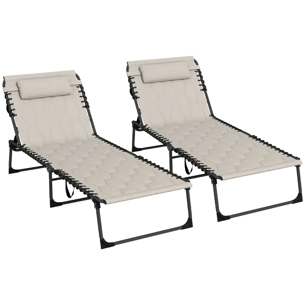 Outsunny Folding Chaise Lounge Set 5 Level Reclining Back Outdoor aosom business