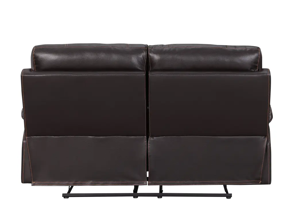 Leather Air Reclining Loveseat - Brown Foam Leather Sofa global united