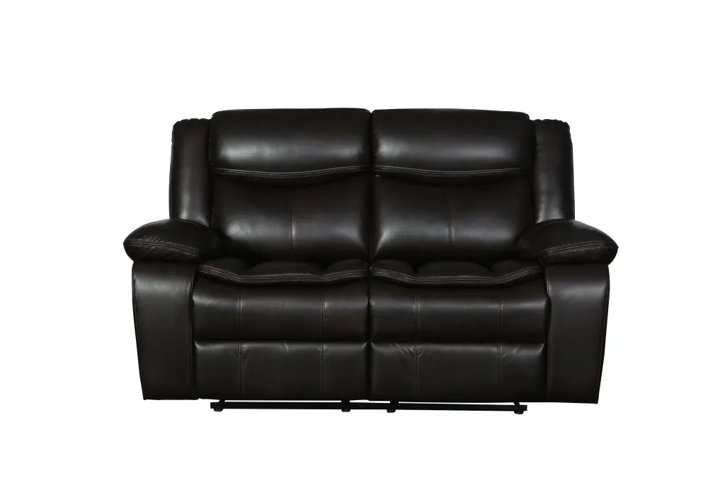 Transitional Hide Air Reclining Loveseat Brown Foam Hide global united
