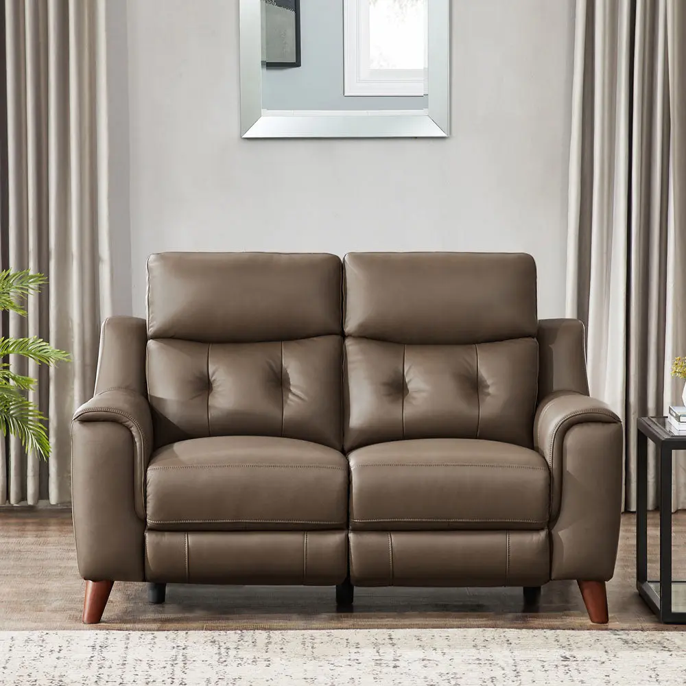 Torino Power Headrest Zero Gravity Reclining Loveseat Brown Authentic Leather hydeline furniture