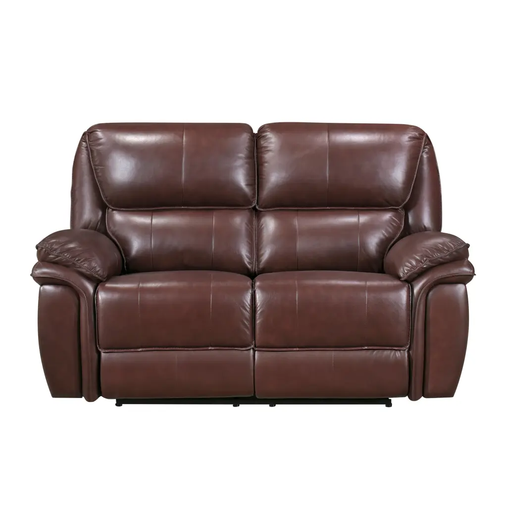 Double Reclining Loveseat Brown Leather Opulent Ease Style Living Room Sofa kanepe