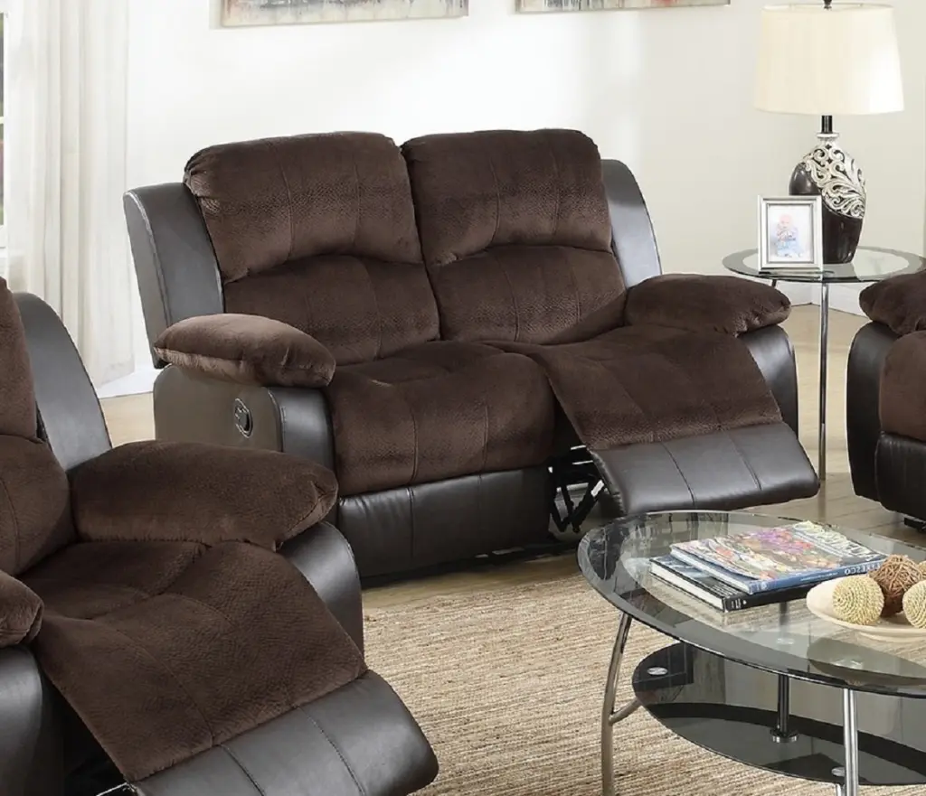 Motion Loveseat Chocolate Padded Suede Living Room Decor 1Pc kanepe