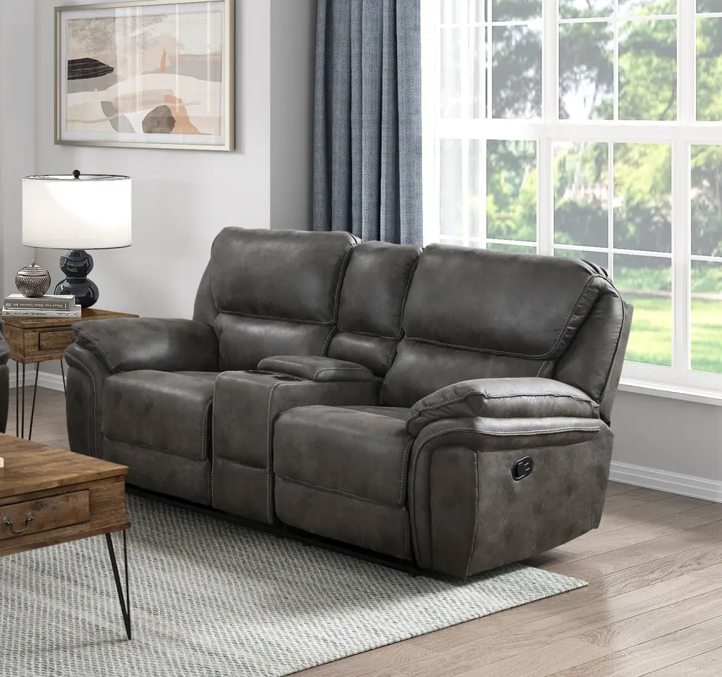 Plush Modern Design Living Room Reclining Loveseat Gray Microfiber Upholstered Comfortable Furniture kanepe
