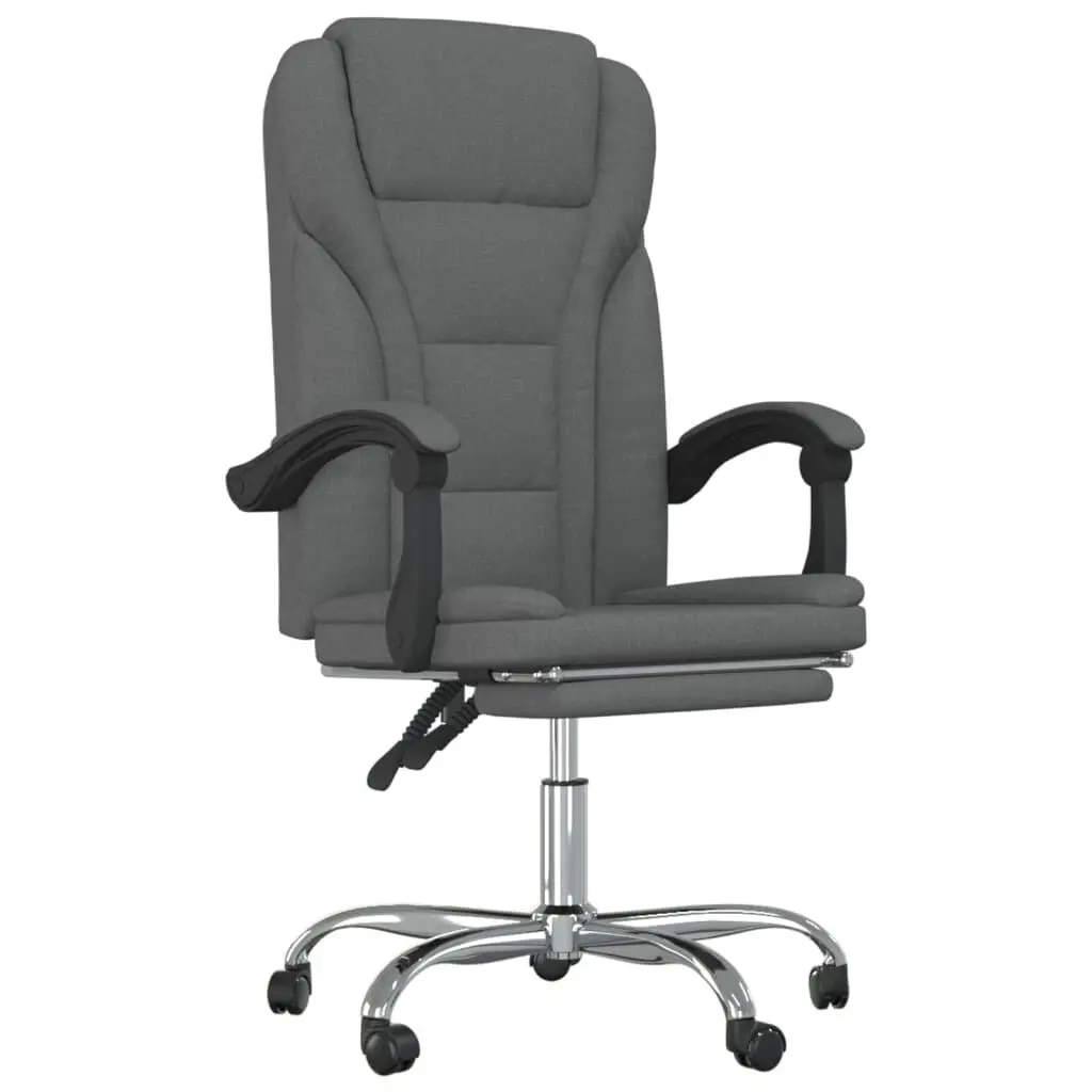 Reclining Office Chair Dark Gray Fabric Ergonomic Desk Chair Lumbar Support
