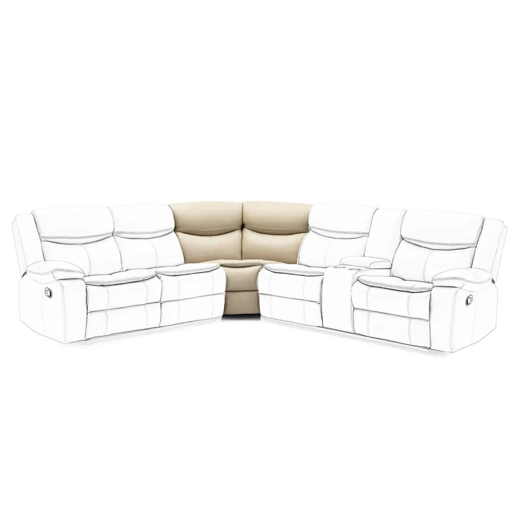 L Influence Leather Manual Reclining Sectional Sofa Set Cream Faux Leather aries furniture