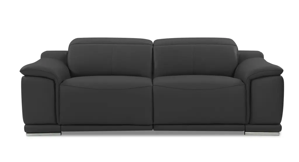 Authentic Italian Leather Power Reclining Sofa Dark Gray Foam Leather global united
