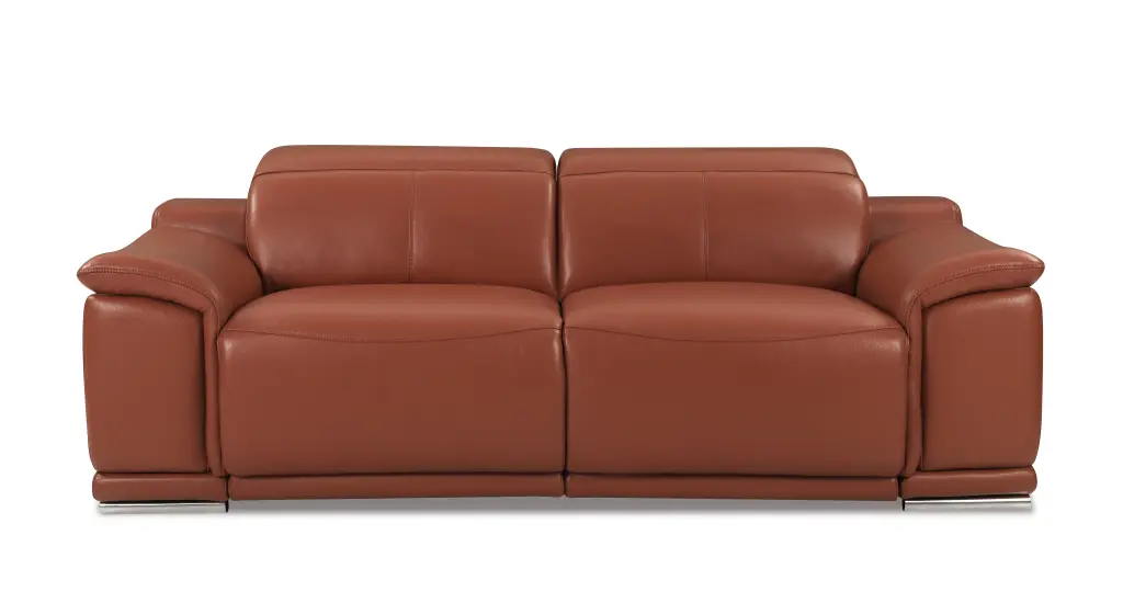Authentic Italian Leather Power Reclining Sofa Camel Color Foam Cushion global united