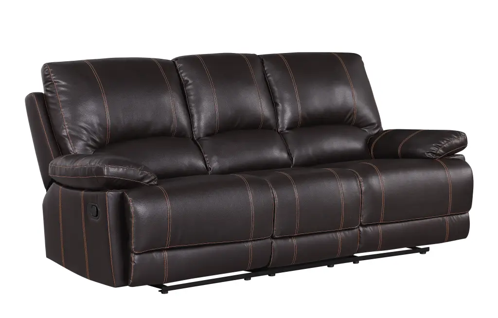 Leather Air Reclining Sofa Brown Foam Leather global united