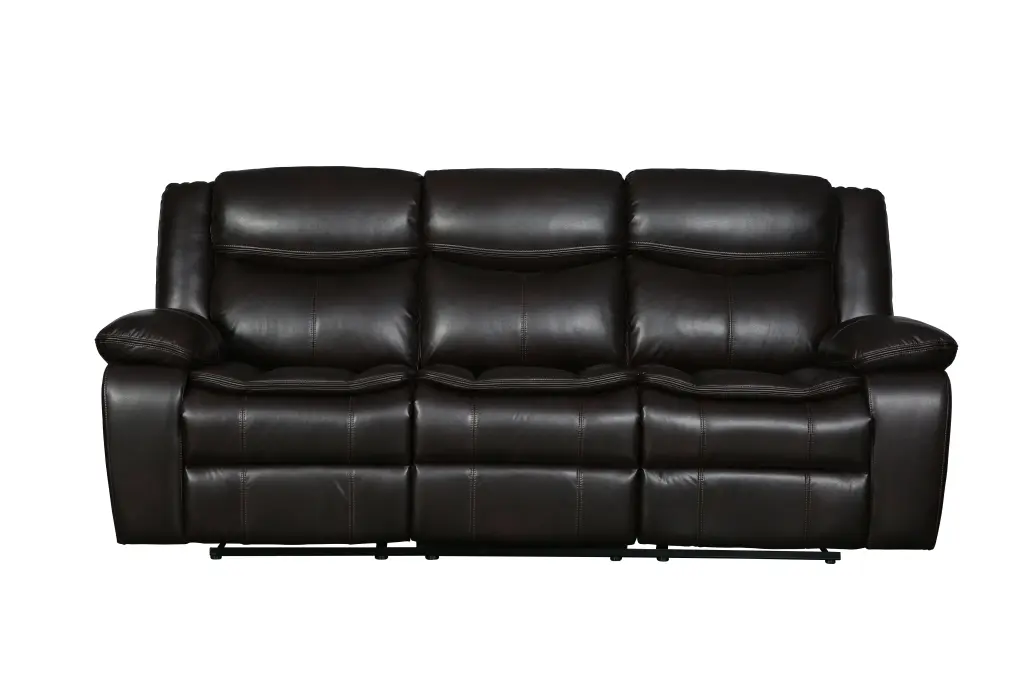 Transitional Leather Air Reclining Sofa Brown Foam Leather global united